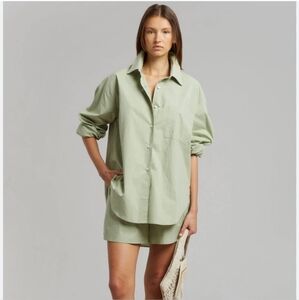 The Frankie Shop Lui Button Down Shirt In Sage